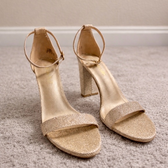 Dream Pairs Gold Glitter Hi-Chunk Block Heel Sandals - 8.5 - Picture 2 of 10